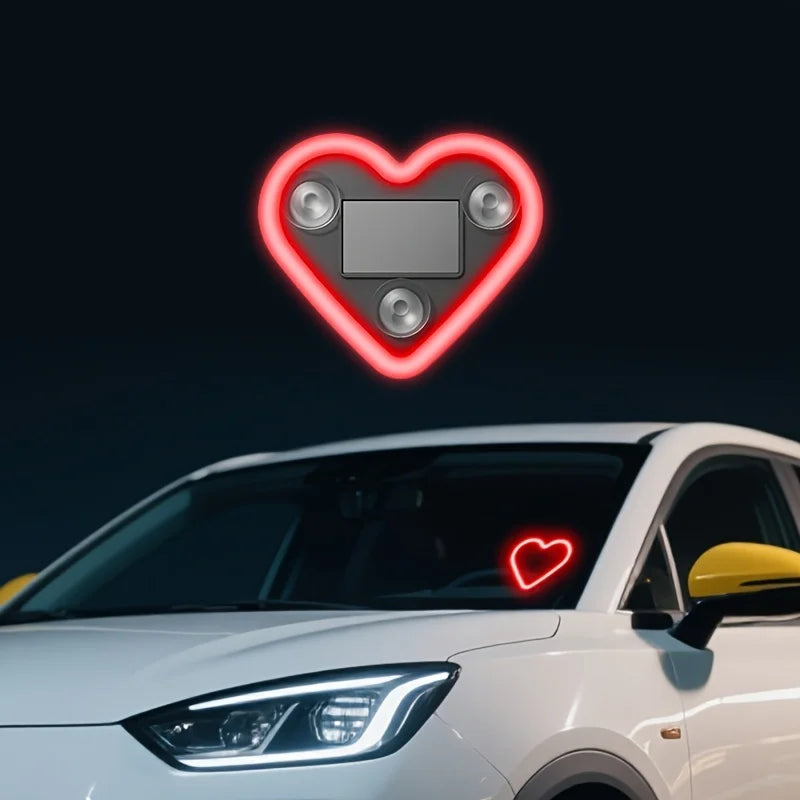 Cœur Lumineux LED Solaire pour Vitre de Voiture - Lumière d'Ambiance Sans Fil