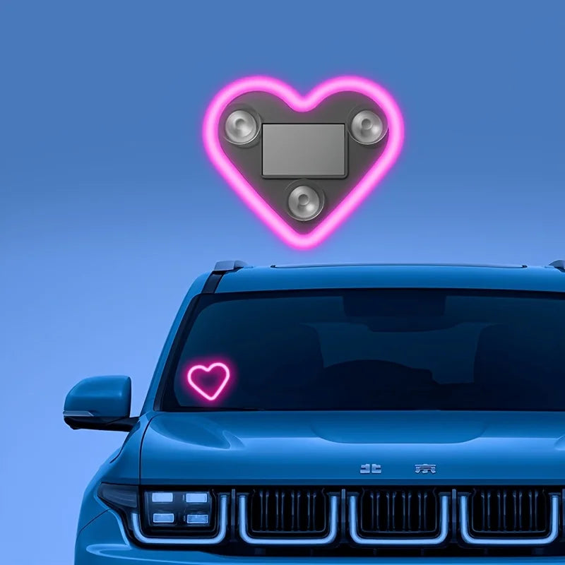 Cœur Lumineux LED Solaire pour Vitre de Voiture - Lumière d'Ambiance Sans Fil