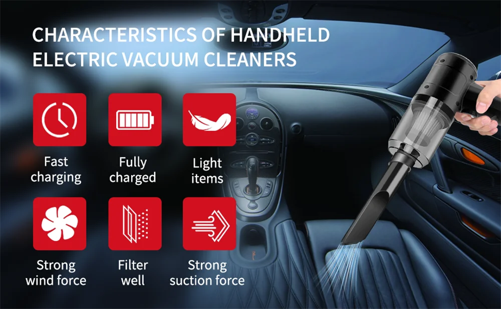 Aspirateur de Voiture Sans Fil Puissant 15000Pa | Aspirateur Portable Auto
