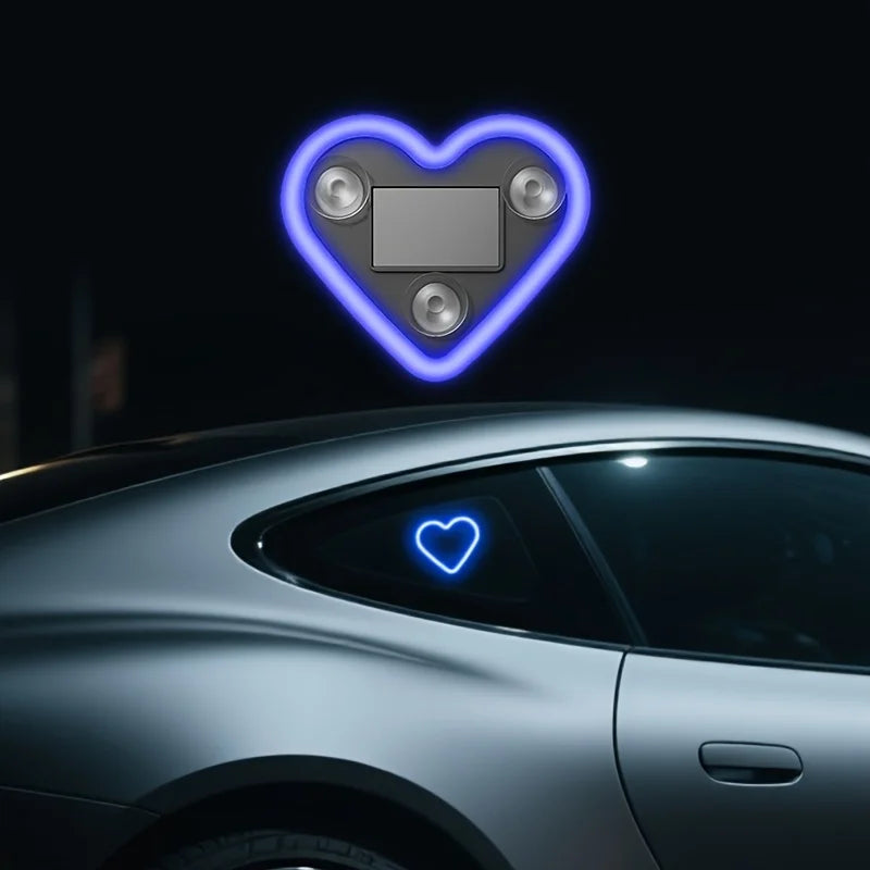 Cœur Lumineux LED Solaire pour Vitre de Voiture - Lumière d'Ambiance Sans Fil